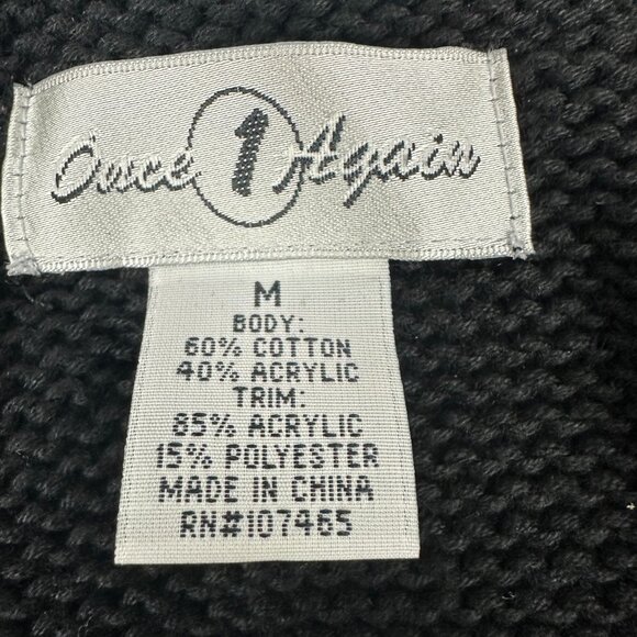 Once Again Womens Black Open Front Cardigan With Faux Fur Trim Size M - Picture 4 of 6